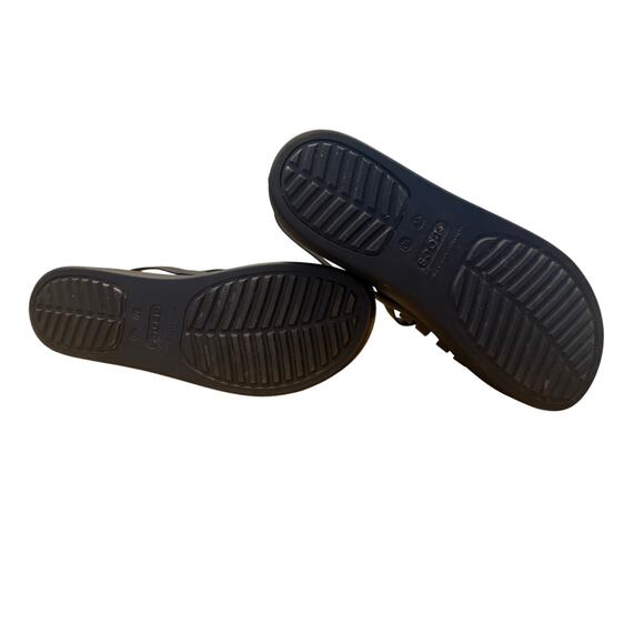 CROCS Brooklyn Strappy Low Wedge Platform Sandals Womens 10 Black Comfy LiteRide - Picture 7 of 9